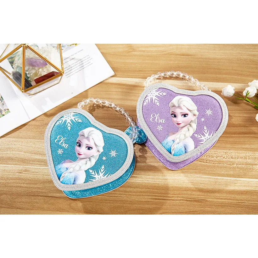 

Disney Kid's Handbag Frozen Princess Elsa Purple Small Bag Girl Cute Heart-shaped Mini Bag Enough Capacity Square Storage Bag