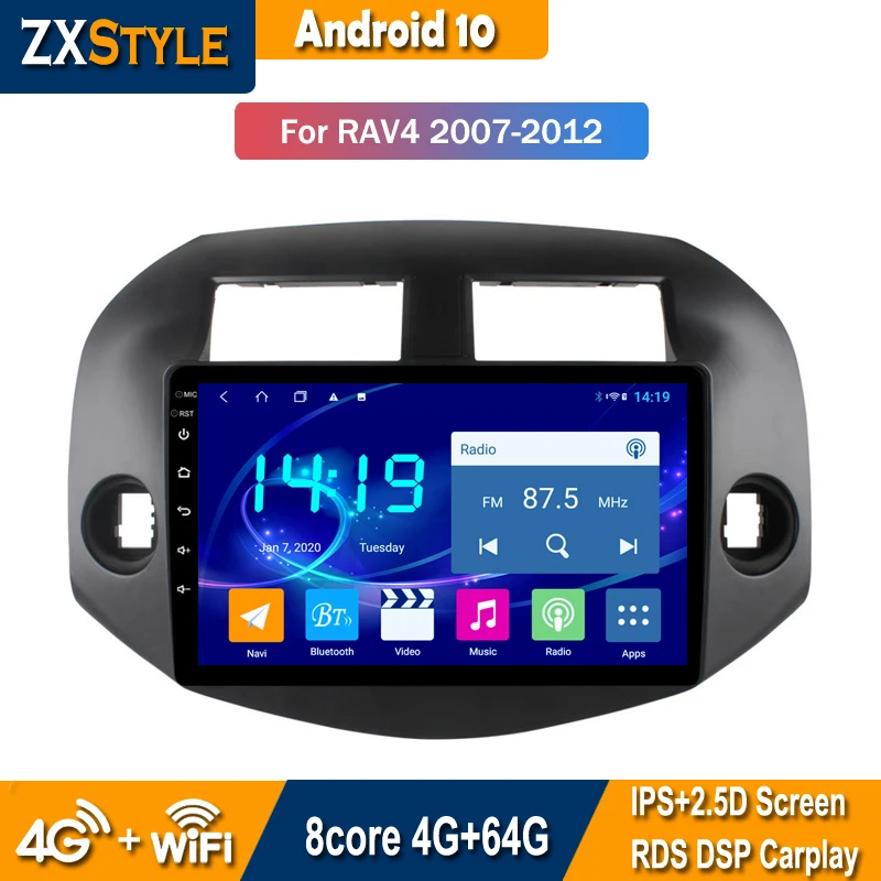 IPS 4G + 64G Android 10 Автомобильная GPS навигация для Toyota RAV4 2007 2012 стерео аудио Радио DSP CarPlay