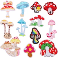 12pcsset mushroom patch patches iron on appliques diy child clothing shoe cap badge decoration accessories embroidery banner
