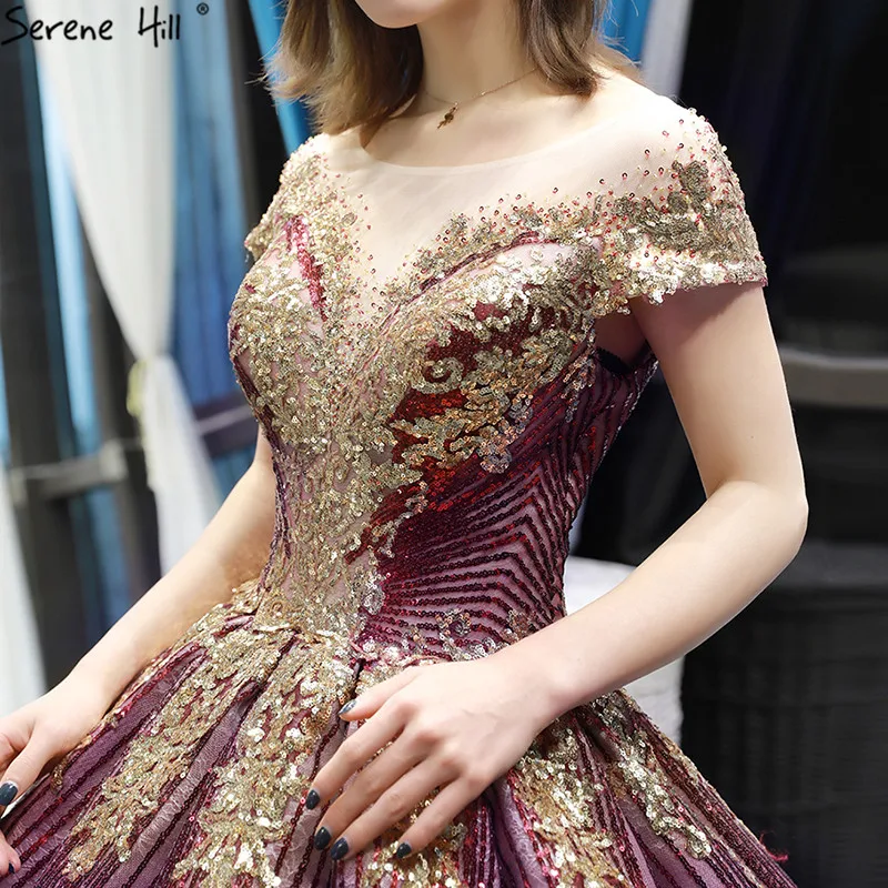 Фиолетовое красное блестящее роскошное свадебное платье без рукавов 2021 расшитое