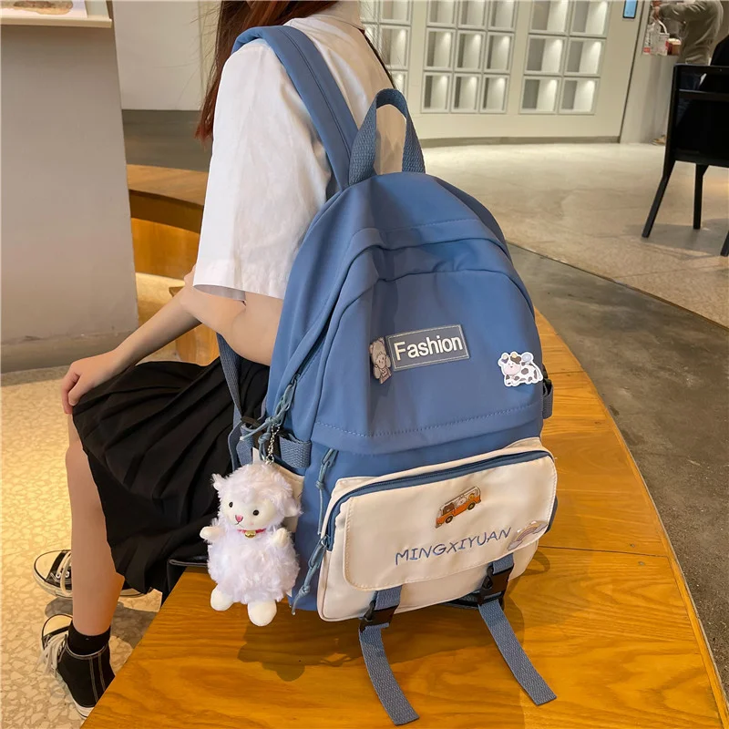 Женский рюкзак для девочек дизайнерский студенческий черный в стиле преппи