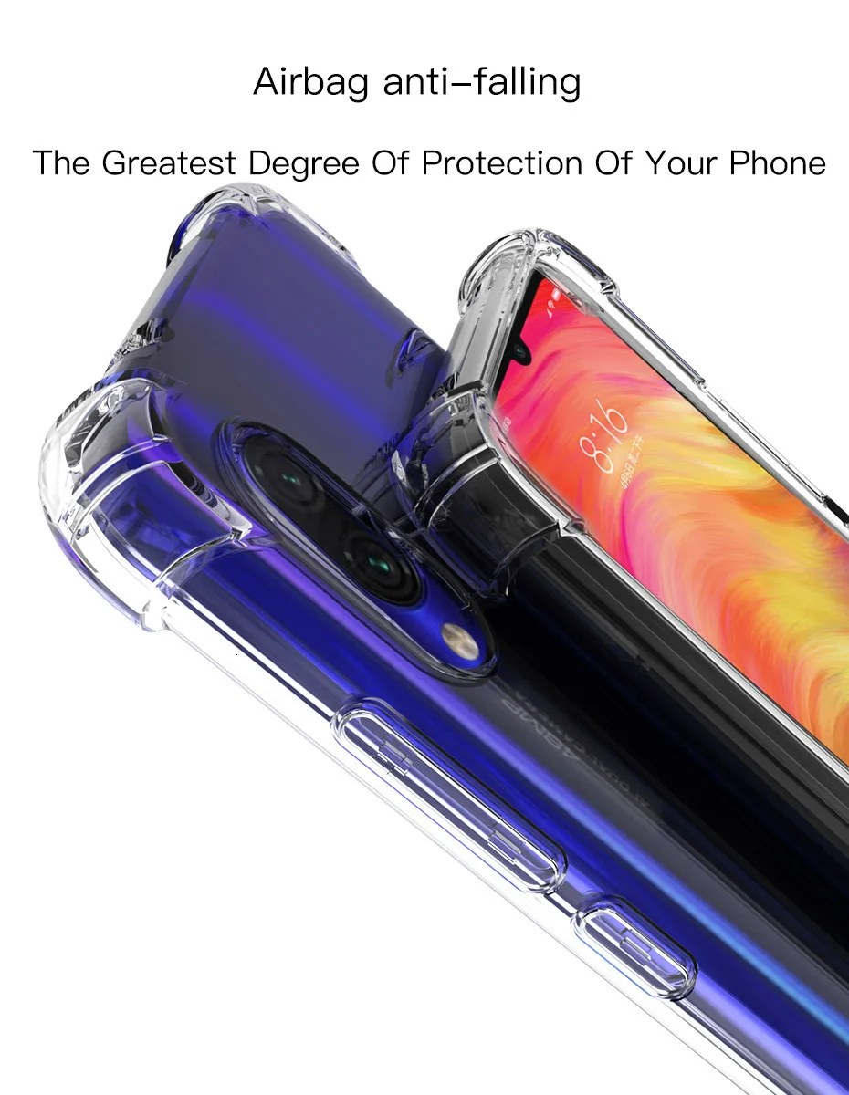 Защитный чехол-бампер из ТПУ для Xiaomi Redmi Note 8 7 6 5 Pro 5A 4 4X Prime прозрачный мягкий чехол
