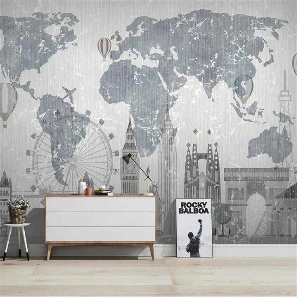 

Milofi карта мира город архитектура Богиня Свободы ТВ фон настенная живопись