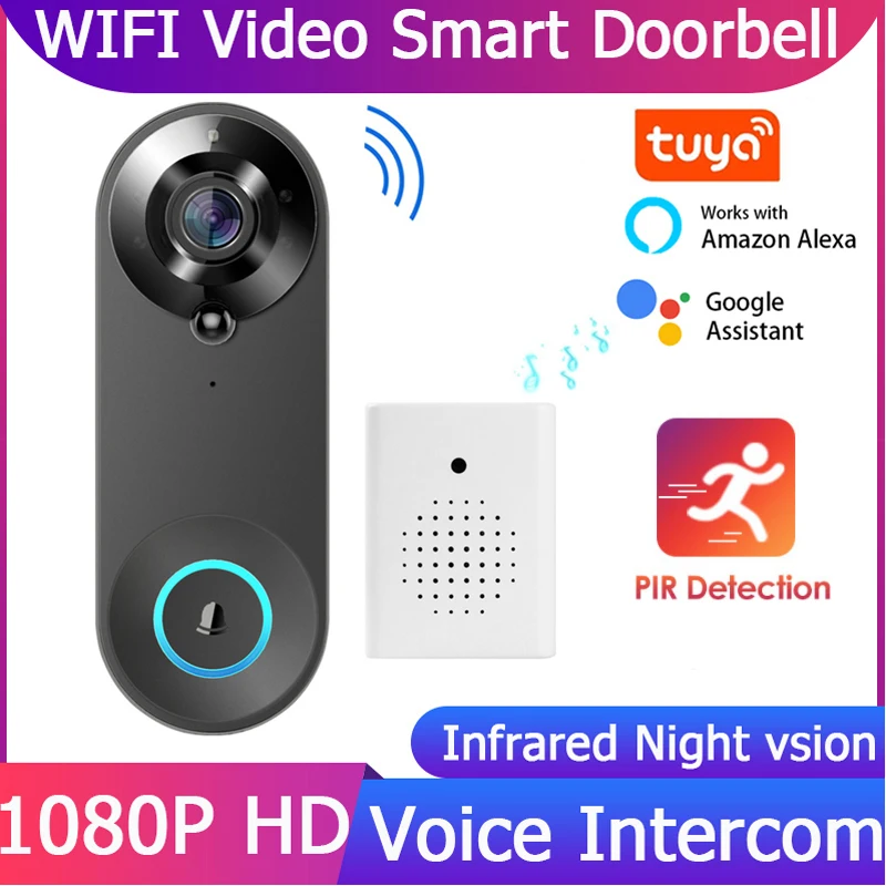 

Дверной Звонок беспроводной с поддержкой Wi-Fi, 1080P