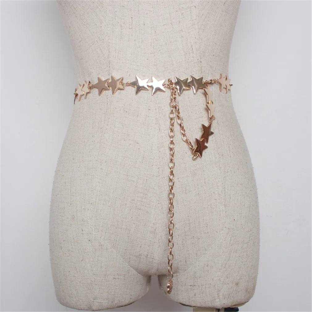 

Metal Belt Hook Buckle New Fashion 2020 Autumn Winter Girdle Stars Belt Long Chain Belts Women