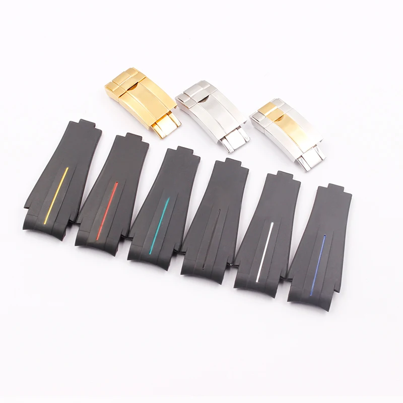 Waterproof rubber watch with male Applicable for Rolex bracelet Sea-type 4000 gradient ghost king silicone Strap 20mm 21mm |