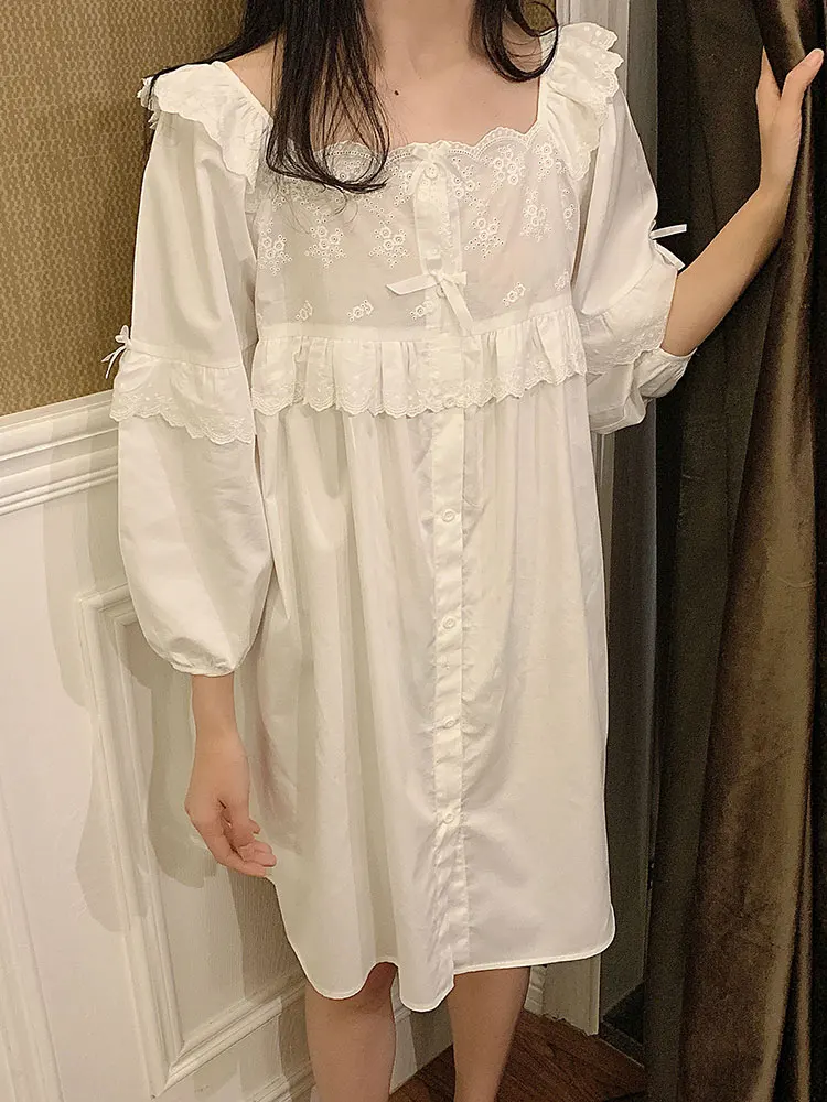 Dress Женский пижамный комплект/платье с квадратным воротником в стиле Лолиты. Винтажный пижамный комплект с оборками. Ночная рубашка в викторианском стиле, одежда для сна, домашняя одежда - Цвет: Dress