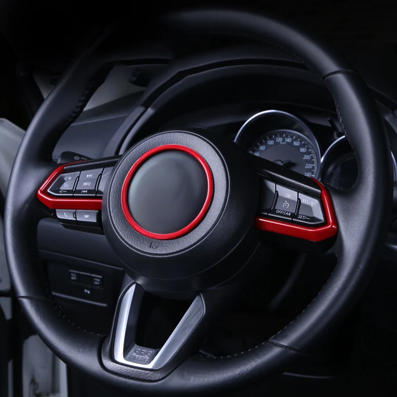 Embellecedor de volante de coche, pegatina de lentejuelas circulares para Mazda 2, 3, 6, Demio CX3, CX-3, CX5, CX7, CX9, Axela, ATENZA, 2017, 2018, 2019