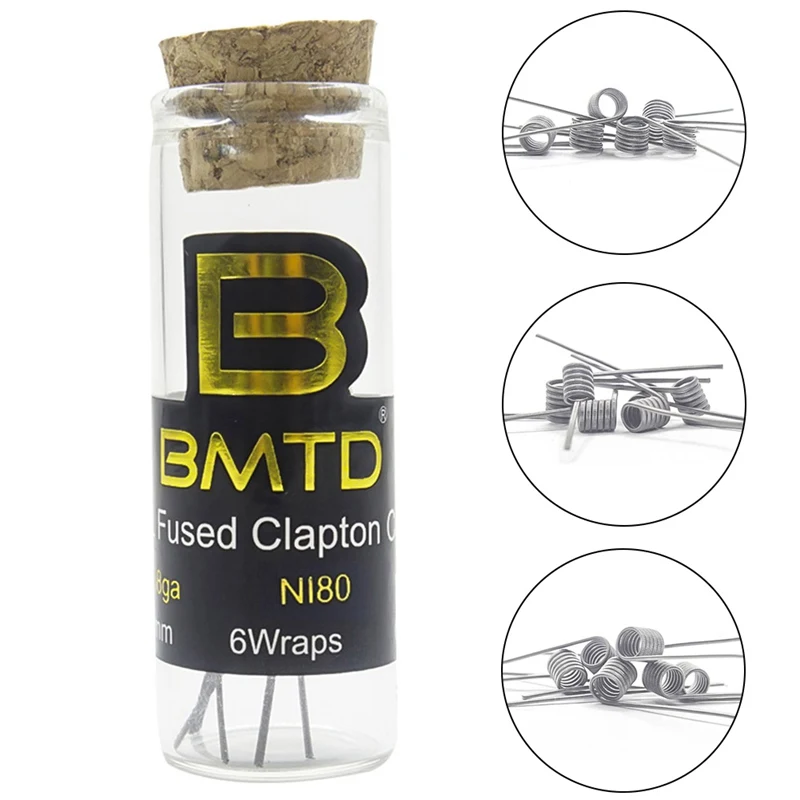 BMTD MTL Clapton намотка FUSED Clapton Ni80 Prebuilt катушки для DIY MTL Vaper RDA RTA танк-атомайзеры с высоким сопротивлением