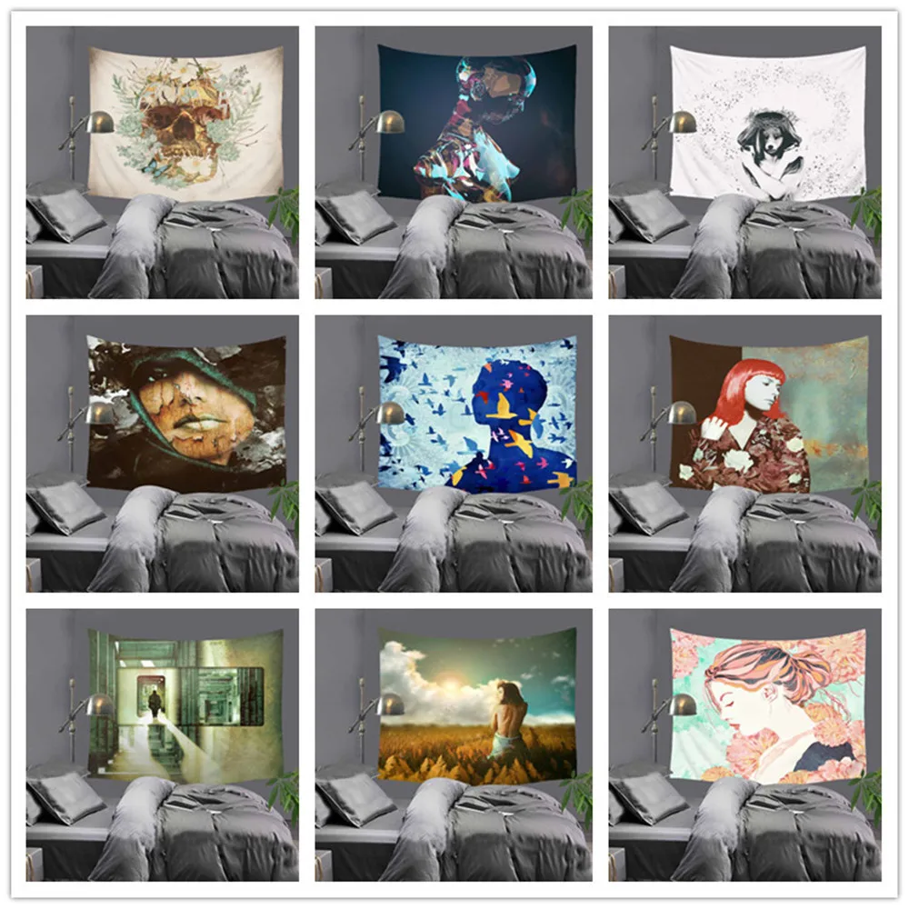 Гобеленовое настенное покрывало из полиэстера с индийским рисунком мандалы