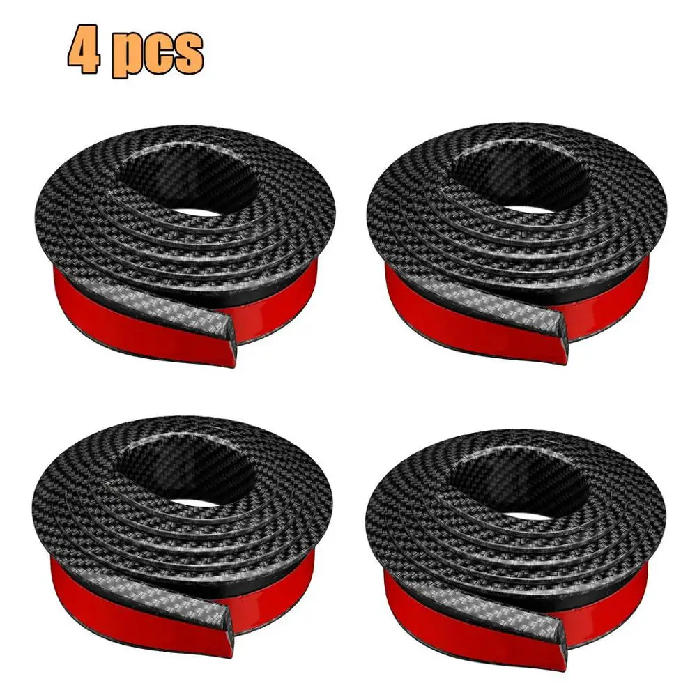 4pcs Carbon Black 2х/4х1. 5 м x 3,8 см резиновый автомобильный брызговик для предотвращения столкновений, Накладка для защиты колес, молдинги для защиты колес, универсальная защитная наклейка для колес - Цвет: 4pcs Carbon Black