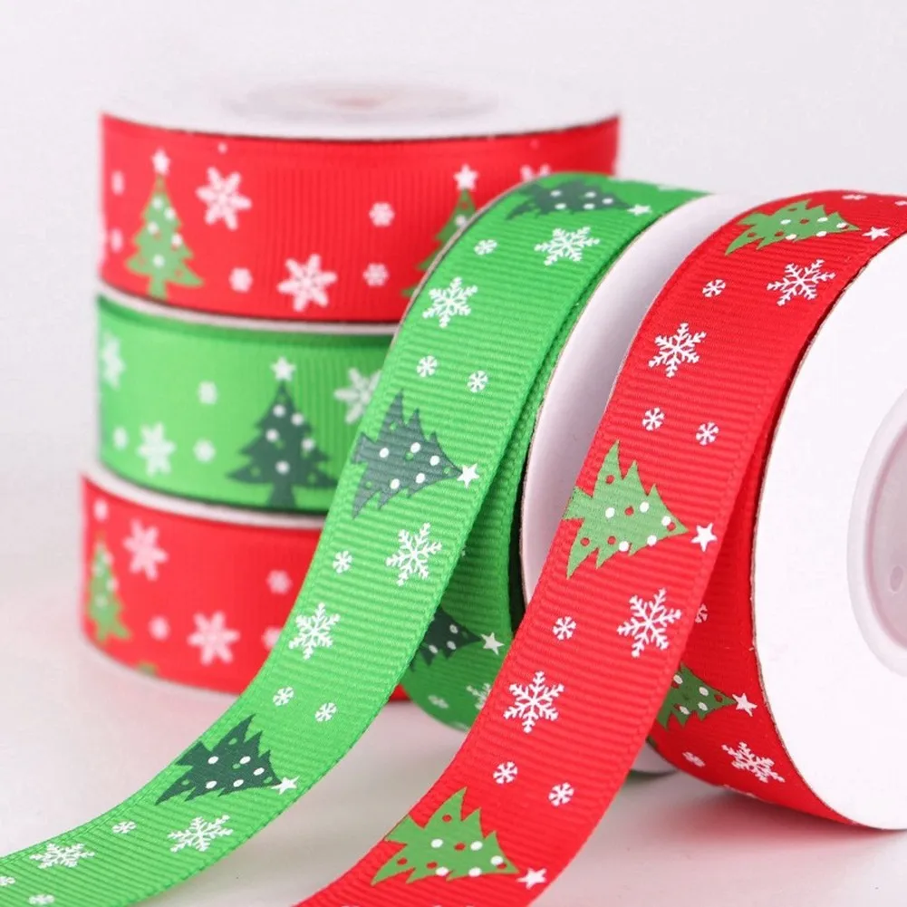 

1Roll Christmas Printed Satin Grosgrain Ribbons DIY Sewing Accessory Gift Wrap Ribbon For Christmas Wedding Decor