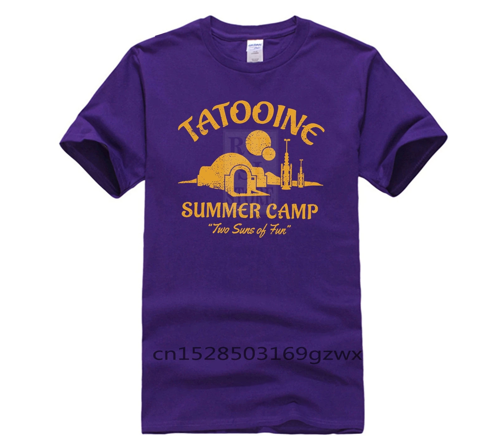 

round neck cool man's T shirt Tatooine Summer Camp Two Suns Of Fun Shirt Amazing Unique Top Men's Cool Short Sleeve T Shirt