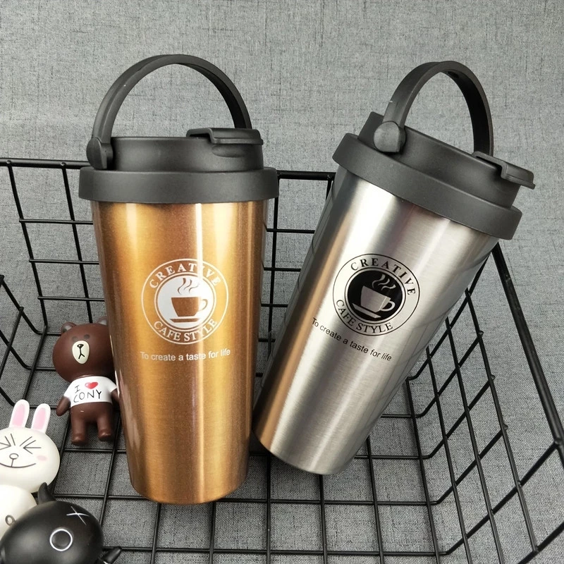 

High Quality Stainless Steel Hand Shake Milk Cups Cola Coffee Cup Student Sport with Cover Accessible Thermo Lid Drinking Water