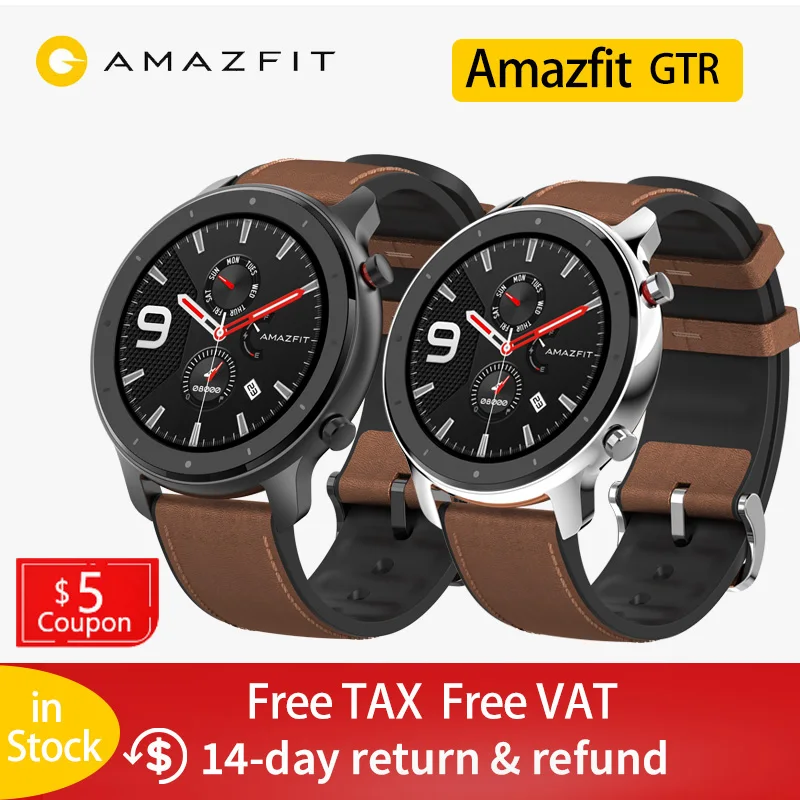 Amazfit GTR 47 мм умные часы мужские 5ATM водонепроницаемые Huami GPS Smartwatch до 24 дней батареи