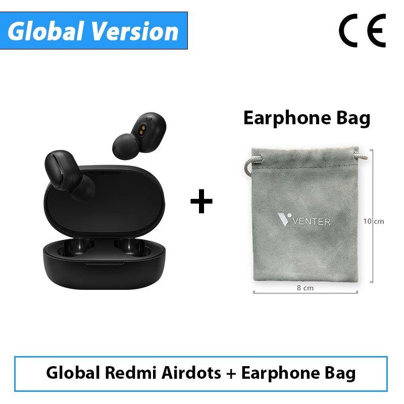 Новинка Xiaomi Redmi Airdots TWS Bluetooth наушники стерео бас Bluetooth 5,0 наушники с микрофоном громкой связи Наушники с управлением AI - Цвет: CE Add Earphone Bag
