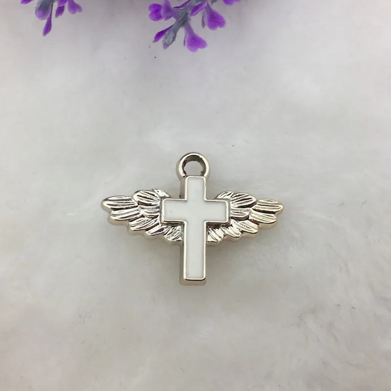

10PCS/Lot Angel Wings Cross Jewelry Accessories Christening Baptism Wedding Bridal Shower First 1st Communion Gifts Baby Decors