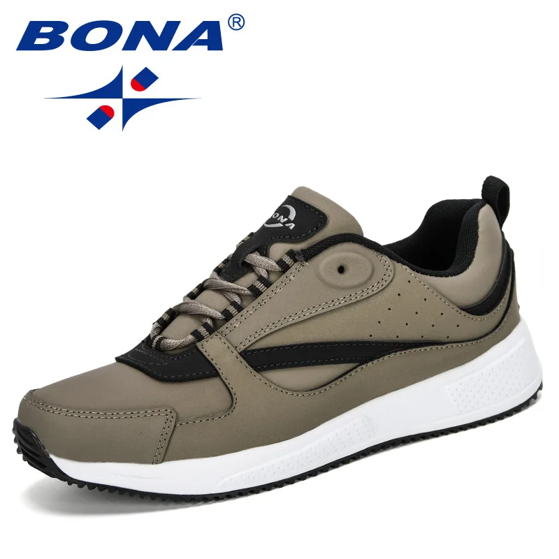 Medium grey black BONA новые дизайнерские Популярные кроссовки мужские легкие дышащие кроссовки мужские спортивные уличные беговые кроссовки мужские удобные - Цвет: Medium grey black
