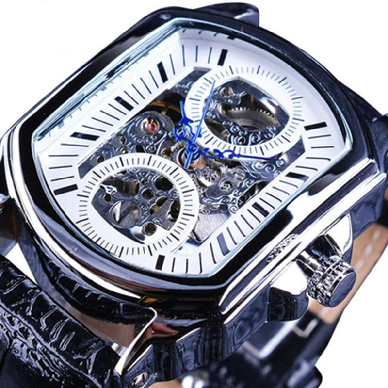 

Men Watch Fashion Casual Hollow Mechanical Movement Watches Personality Creative Rectangular Automatic Mechanical Watch For Men