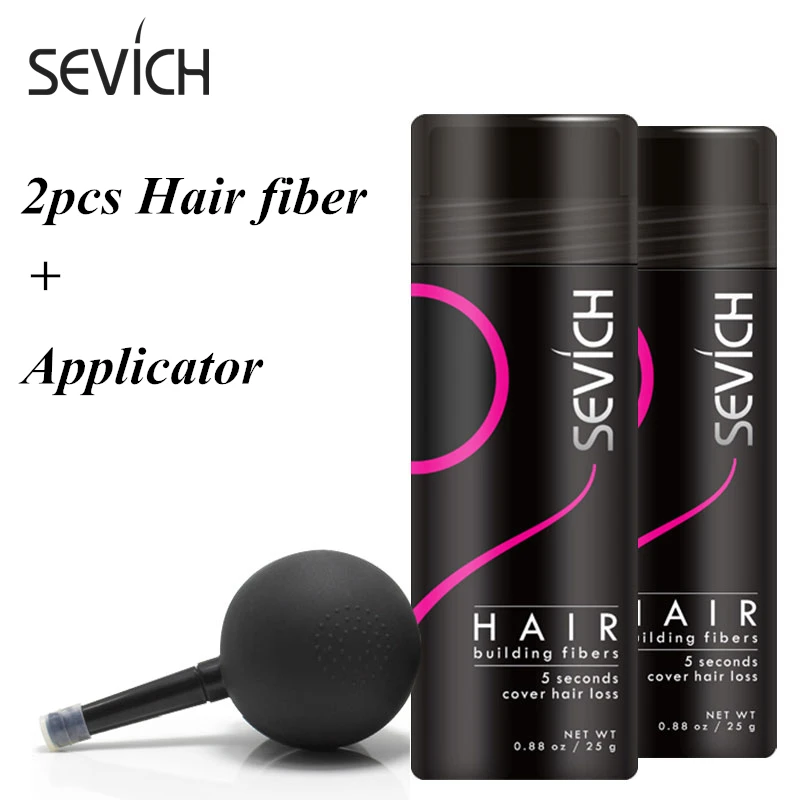 

Sevich 25g Hair Fiber 2pcs + 1pcs Applicator Keratin Fiber Thickening Hair Growth Hair Building Fiber Set Hair Loss Product