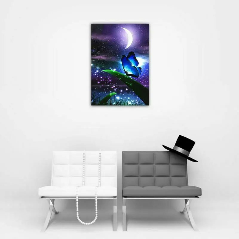 Луна бабочка 5D полная алмазная живопись вышивка Diy Вышивка крестом домашний
