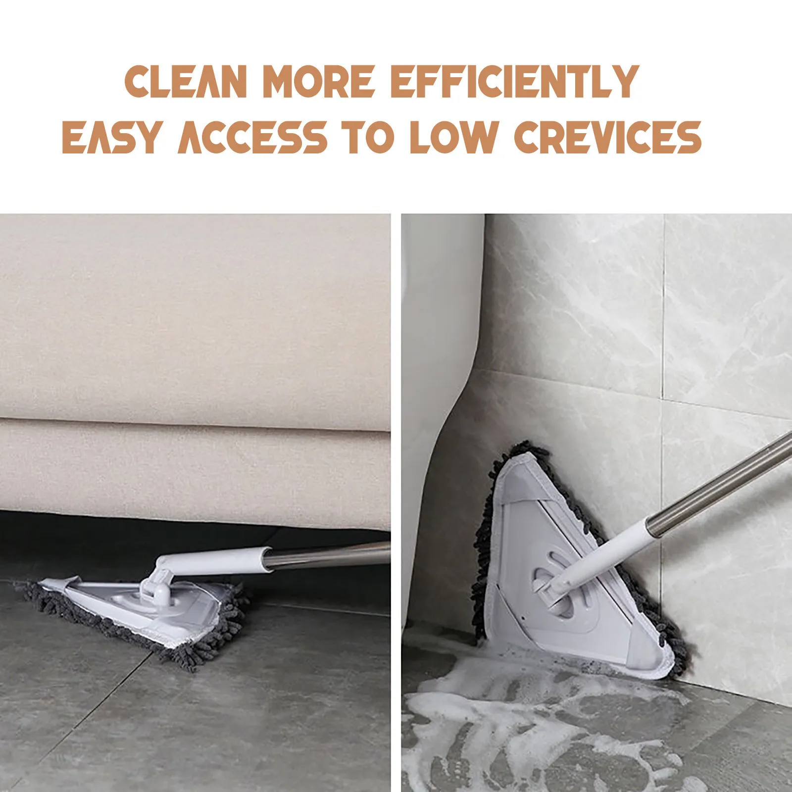 

Telescopic Rod Mop Dry Wet Mopping Sweep Rotatable Mophead Glass Window Cleaning Triangle Brush Wiper Household Accessories FN50
