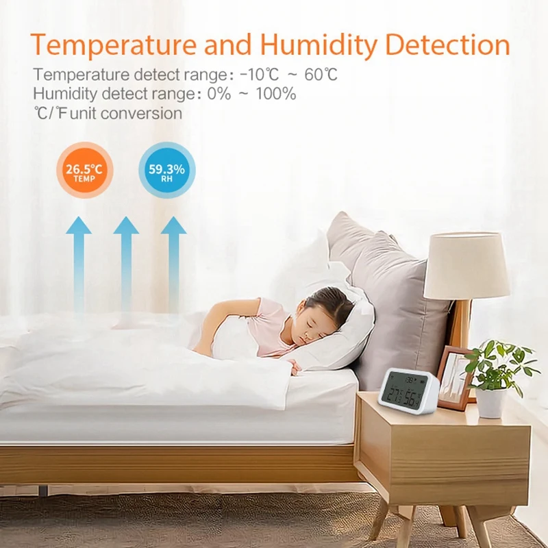 

Wifi Temperature Humidity Sensor Tuya ZigBee Wireless Hygrometer Thermometer with APP Alerts and Data Export