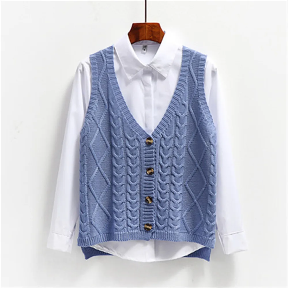 Женский трикотажный жилет универсальный с V-образным вырезом Осень-зима 2021 |