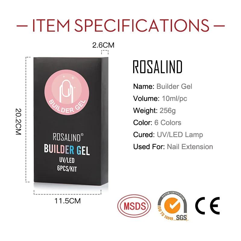 ROSALIND Builder Gel Kit Nail Art With Form Soak Off Hybrid Varnish Extension Semi Permanent UV Led Base Top | Красота и здоровье