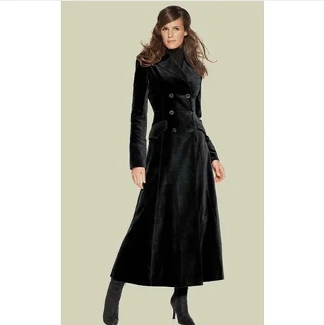 

Europe Fashion Women's Black Wool Coat Lapel Slim Double-breasted Trench Slim Long Cashmere Coat Plus Size Woolen Jacket Outwear
