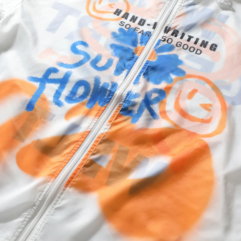 

Summer Letter Print Hiking Jacket Men Loose Casual Lightweight Sports Windbreaker Couple Sun Protection Men's Camping Clothing
