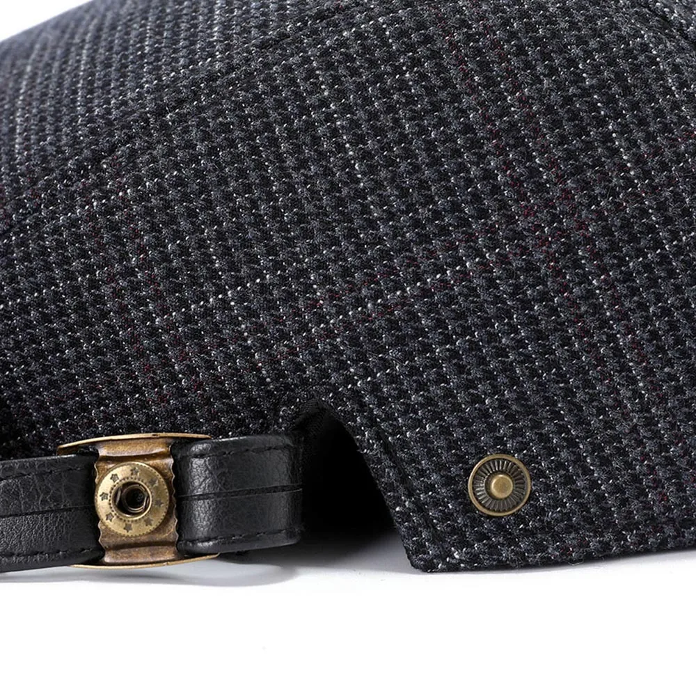 

Fibonacci Winter New Newsboy Caps For Men Retro Beret Hats Adjustable Cotton blend Male Plaid Casual Flat Ivy Cap