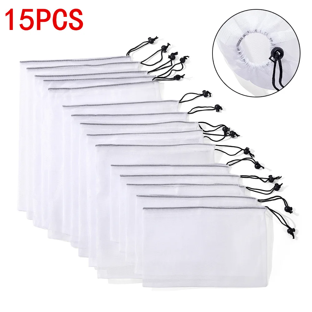 15 шт. многоразовые сетчатые сумки для хранения фруктов|Сумки вещей| |