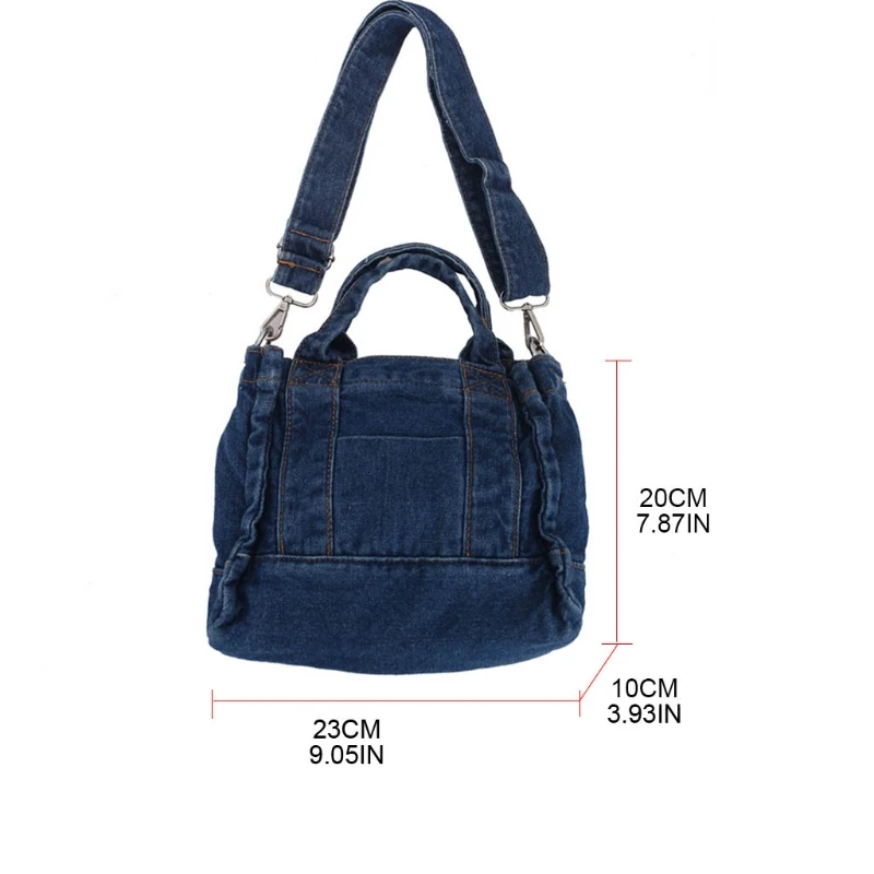 

Casual Denim Tote Bag Jeans and Handbags with Pouch Multifunction Tote Bag Casual Style Lightweight Zipper Closure Bag