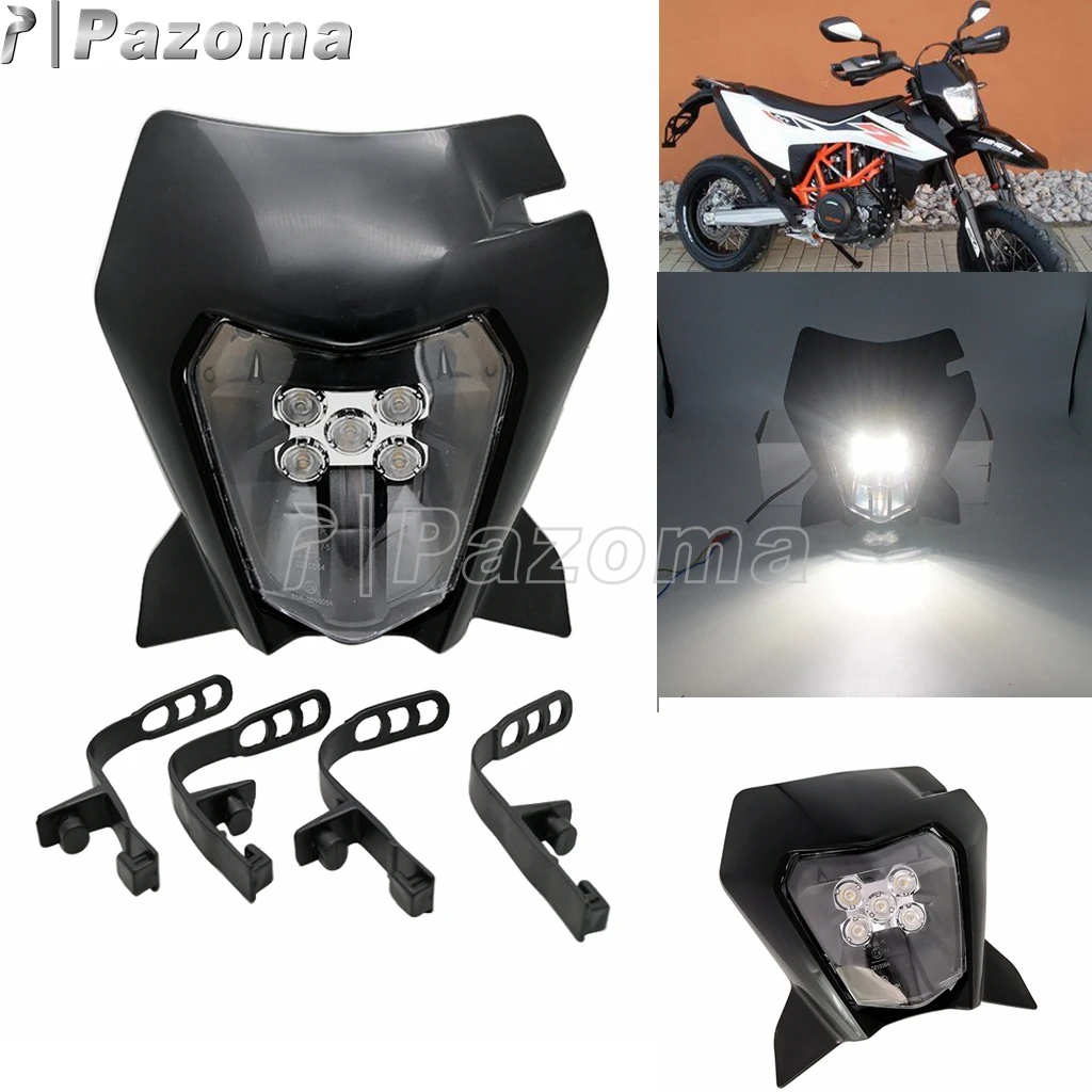 

12V 30W Black Motocross LED Headlight Dual Sport Head Light Lamp For Headlight For EXC XC XC-W Six Days TPI EXC-F SMCR