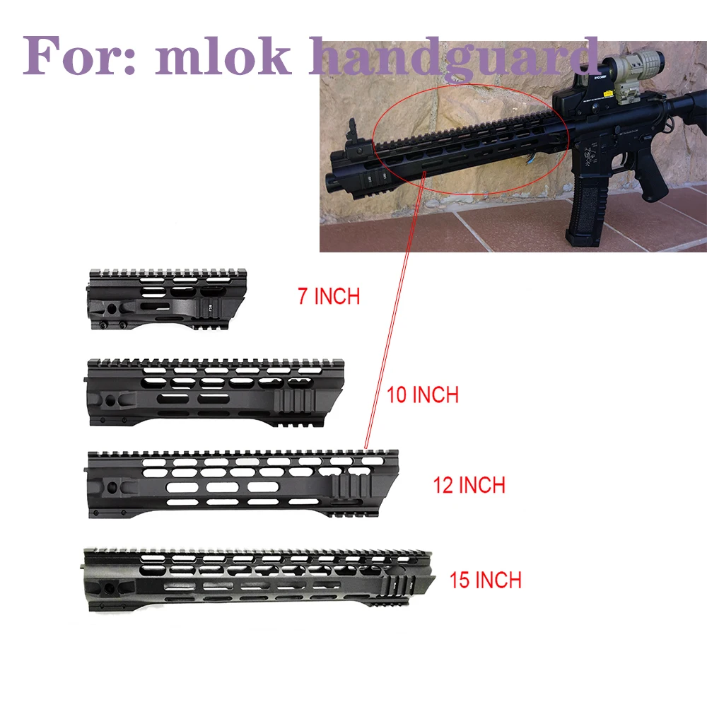 

7 10 12 15 Pulgadas Hunting AEG M4 M16 AR15 Flotador Libre M-Lock Quad Guardamanos Picatinny Rail Con Tuerca De Barril Acero