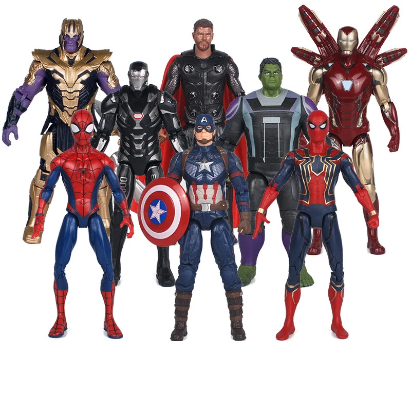 

7 Inch Movable Pvc Marvel Avengers Model Peripheral Doll Toy Captain America Spider-man Thanos Iron Man Hulk Gifts for Children