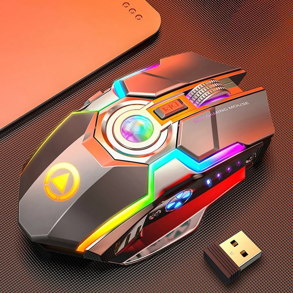 

A 7 Silent Gaming Mouse Wireless Rechargeable Mouse 1600 DPI Led 7 Keys Computer Mouse For Laptop PC Gamer 400mah Battery