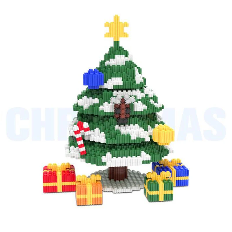 

8062 Merry Christmas Gift Christmas Tree 3D Model 3980pcs DIY Mini Building Blocks Brick Toy 22cm tall for Children no Box