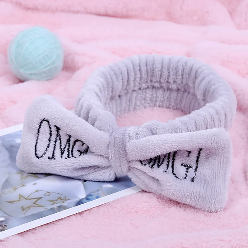 Новая буква "OMG" коралловый флис мягкий бант повязки для женщин девочек милый держатель волос повязки для волос аксессуары для волос