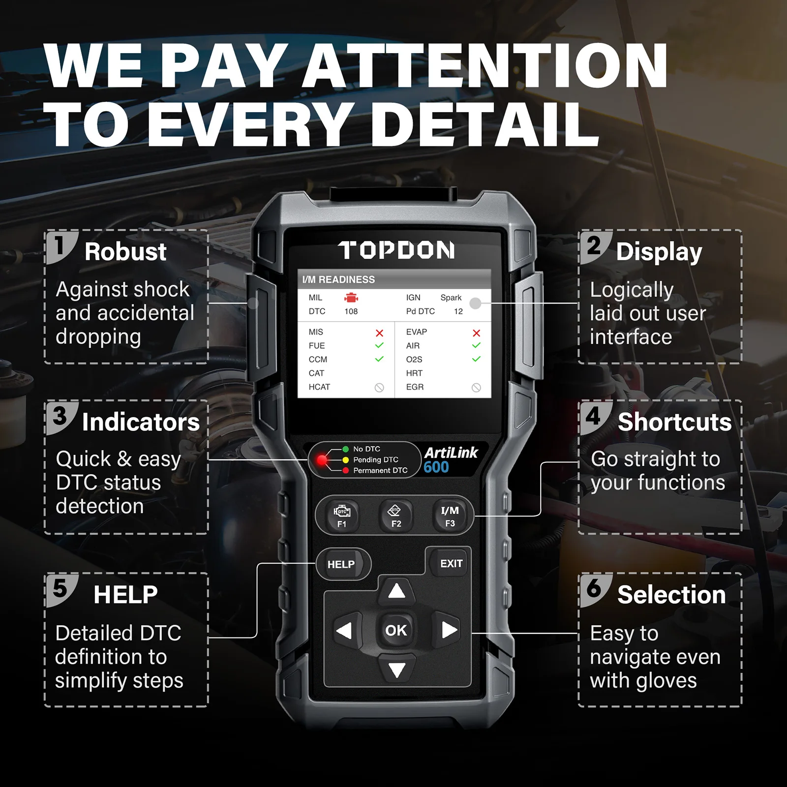 Автомобильный диагностический инструмент TOPDON ArtiLink600 OBD2 бессрочный Бесплатный