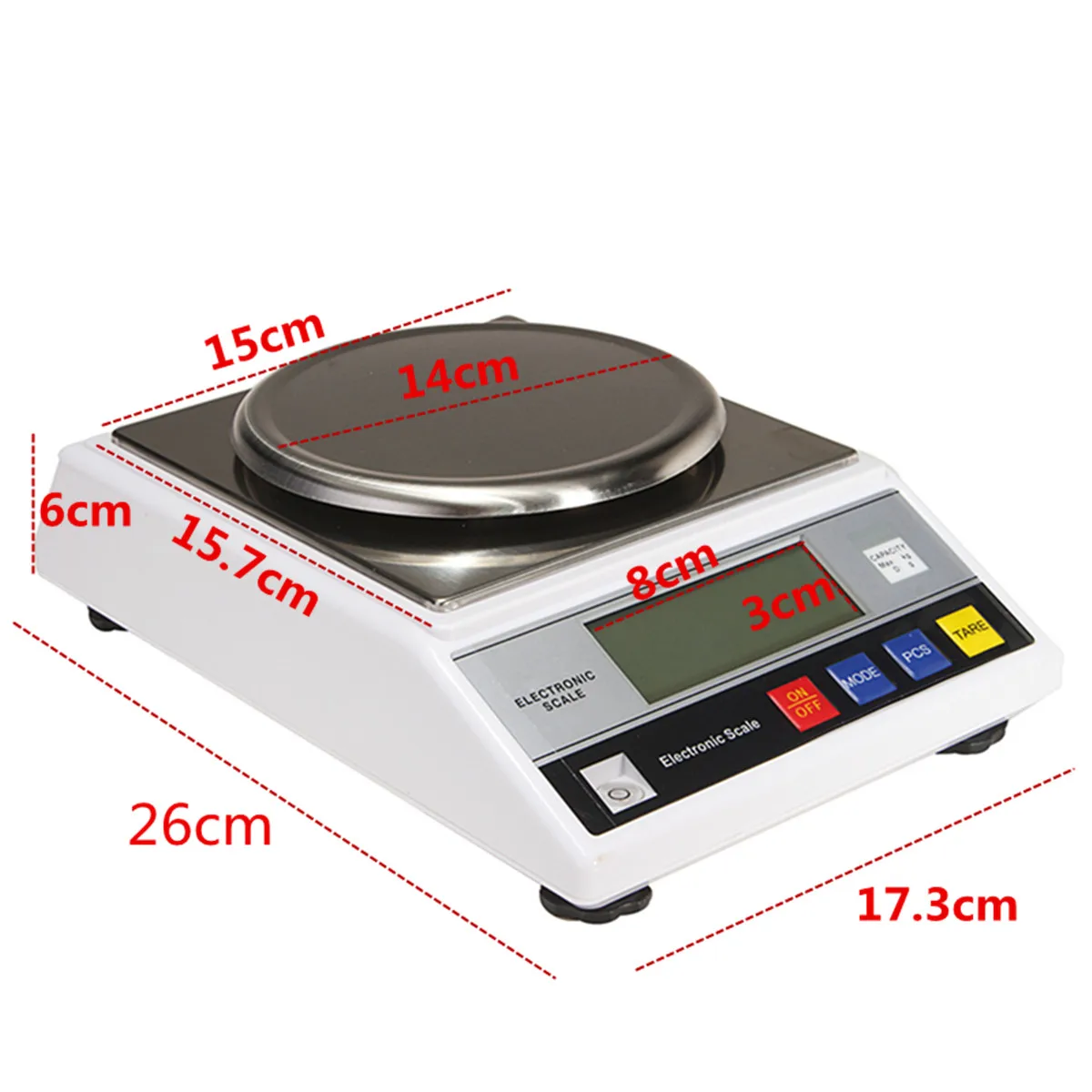 

2000g/0.01g Electronic Digital Scale LCD Display Backlight LB Food Kitchen Weight Balance Gram Tray High Accuracy Precision 2kg