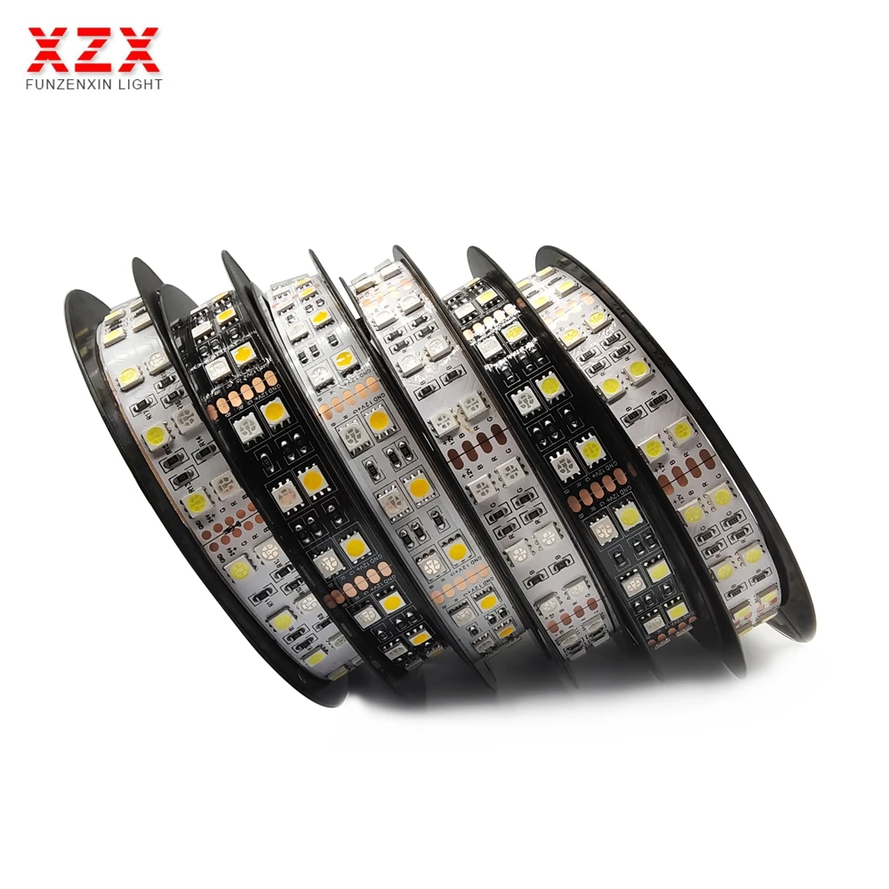 

5050 Double Row RGB Led Strip Waterproof 120Leds/m 5m Black White PCB RGBW RGBWW Led Light DC12V /24V IP30/IP67