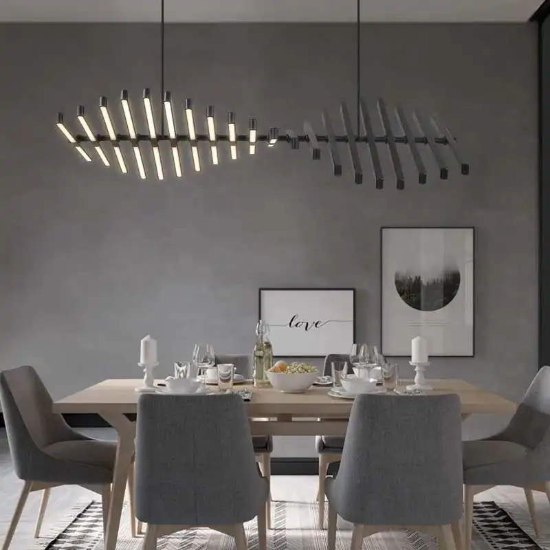 Comprare Moderno HA CONDOTTO L'illuminazione Lampadario Nordic Loft Nero/Bianco Appendere Le Luci Salotto Di Casa Deco Lampada A Sospensione Ristorante Bar Lampade