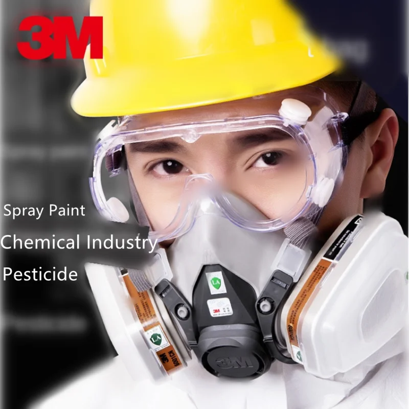 

3M Gas Mask Pesticide Spray Paint Face Shield 6200 Anti-Industrial Powder Dust Chemical Gas Breathing Face Tan