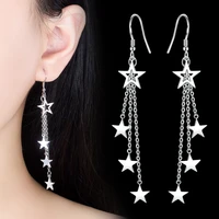 retro simple five pointed star exaggerated long tassel earrings for woman earings fashion jewelry 2022 trend new dangle earrings