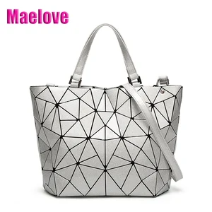 Maelove световой сумка Для женщин с геометрическим рисунком, с бриллиантами, сумка тоут, сворачиваемая сумка Роскошные голограмма сумки из лазерной кожи дизайнерская сумка через плечо