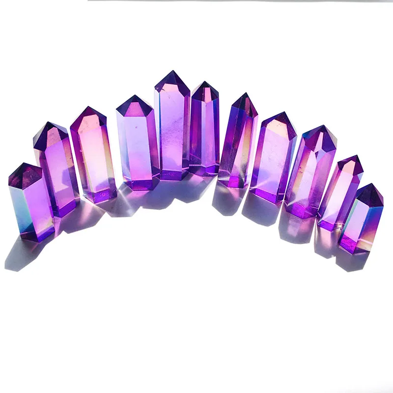 Природный Ангел Аура кварцевая палочка Исцеление Кристалл Фиолетовый точечный