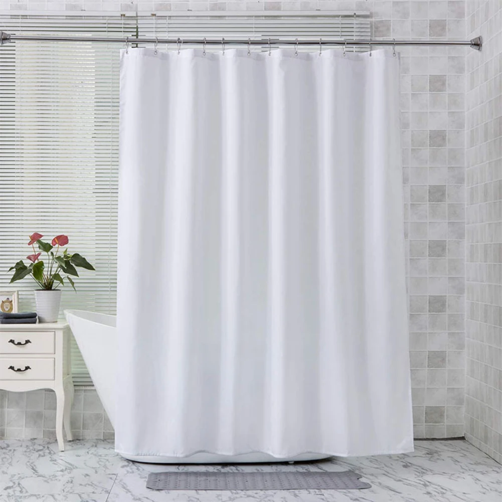 

Waterproof Shower Curtain Hotel White Polyester Bath Curtains Bathroom Decoration with Hooks Bathroom Decor For Bathroom Curtain