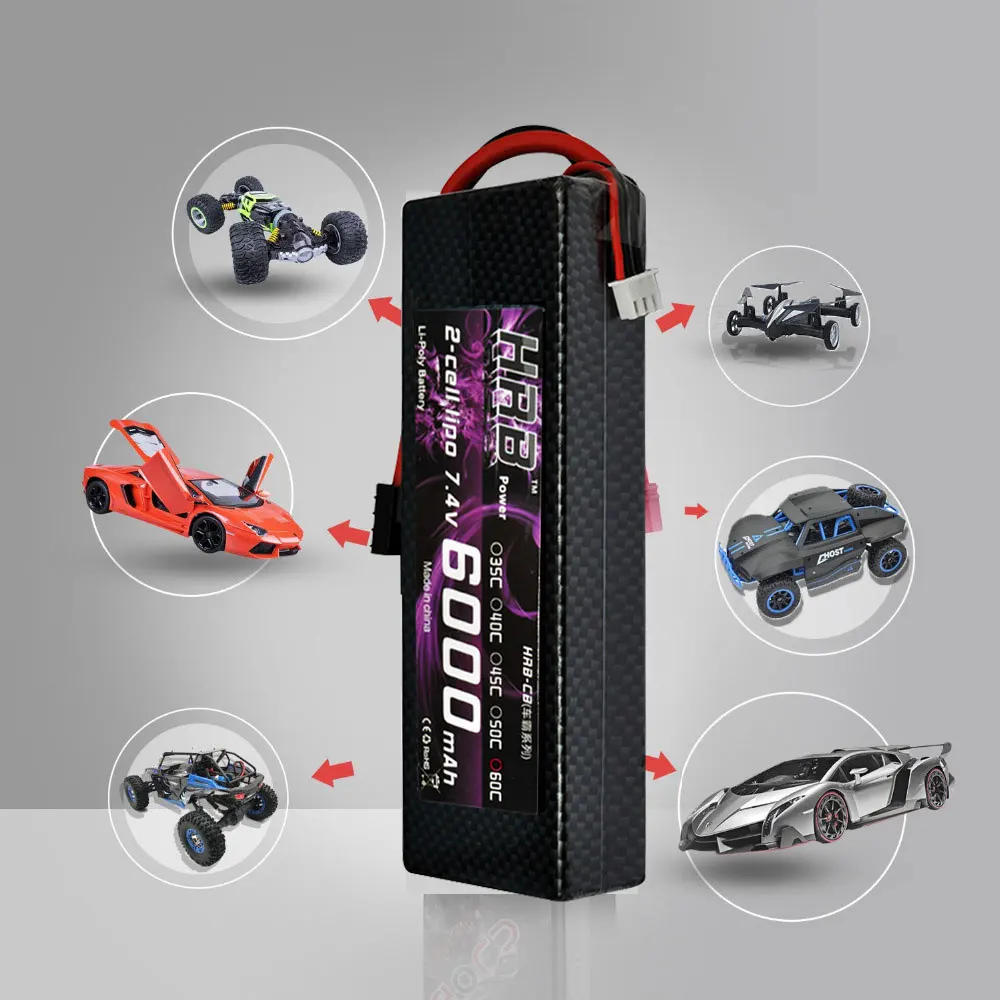 аккумулятор hrb 2s 3s rc lipo 74 в 111 в 148 в 6000 мач 60c ma